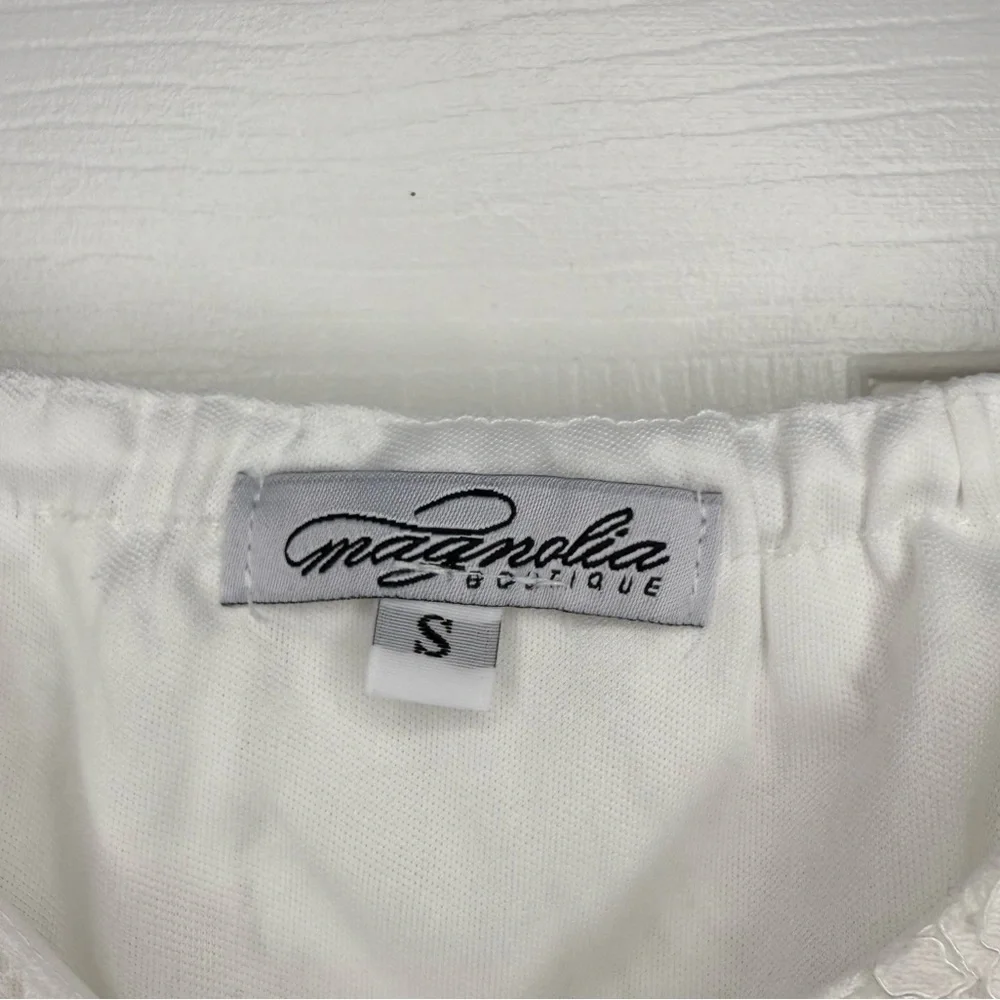 White Lace Dress with Flutter Sleeves - Picture 3 of 4